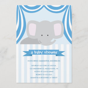 Circus Elephant Baby shower Inture - Boy Kaart