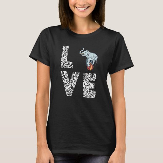Circus Elephant Ball Balancing Love Leopard Carniv T-shirt (Voorkant)