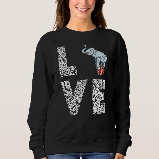 Circus Elephant Ball Balancing Love Leopard Carniv Trui (Voorkant)