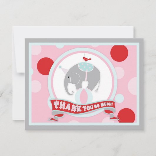 Circus Elephant Bedankt Roze (Voorkant)