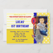 Circus Elephant Big Top Birthday Invitation Boy Kaart (Voorkant)