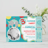 Circus Elephant Birthday Invitation Card A7 Kaart (Staand voorkant)