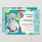 Circus Elephant Birthday Invitation Card A7 Kaart (Voorkant / Achterkant)