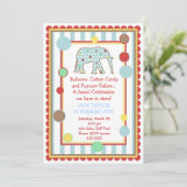 Circus Elephant Birthday Invitation Kaart (Staand voorkant)