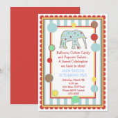 Circus Elephant Birthday Invitation Kaart (Voorkant / Achterkant)