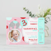 Circus Elephant Birthday Invitation Kaart (Staand voorkant)