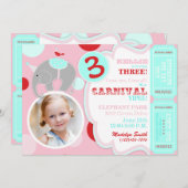 Circus Elephant Birthday Invitation Kaart (Voorkant / Achterkant)