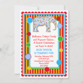 Circus Elephant Birthday Invitation - Primair Kaart (Voorkant)