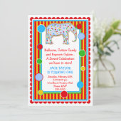 Circus Elephant Birthday Invitation - Primair Kaart (Staand voorkant)