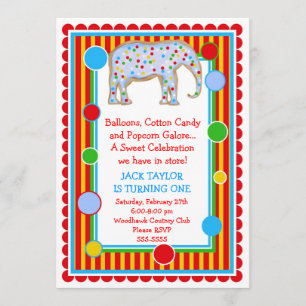 Circus Elephant Birthday Invitation - Primair Kaart