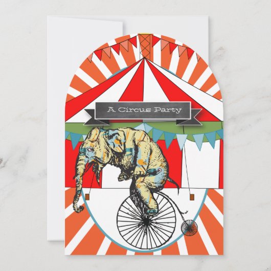 Circus Elephant Birthday Party Invitation Bunting Kaart (Achterkant)
