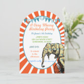Circus Elephant Birthday Party Invitation Bunting Kaart (Staand voorkant)