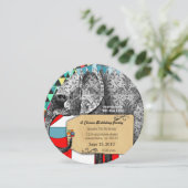 Circus Elephant Birthday Party Invitation Bunting Kaart (Staand voorkant)