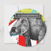 Circus Elephant Birthday Party Invitation Bunting Kaart (Achterkant)