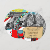 Circus Elephant Birthday Party Invitation Bunting Kaart (Voorkant / Achterkant)