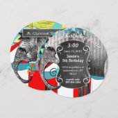 Circus Elephant Birthday Party Invitation Bunting Kaart (Voorkant / Achterkant)