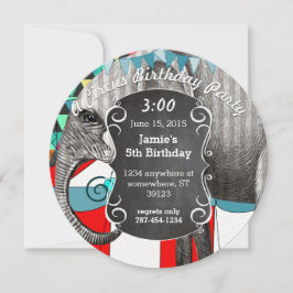 Circus Elephant Birthday Party Invitation Bunting Kaart