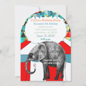 Circus Elephant Birthday Party Invitation Bunting Kaart (Voorkant)