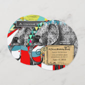 Circus Elephant Birthday Party Invitation Bunting Kaart (Voorkant / Achterkant)