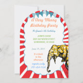 Circus Elephant Birthday Party Invitation Bunting Kaart (Voorkant)