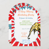 Circus Elephant Birthday Party Invitation Bunting Kaart (Voorkant / Achterkant)