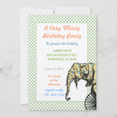 Circus Elephant Birthday Party nodigt groene Stipp Kaart (Voorkant)