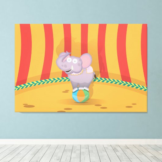 Circus Elephant Canvas Afdruk (Insitu (Houten vloer))