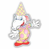 Circus Elephant Clown Cartoon Art Sticker (Voorkant)