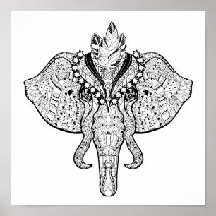 Circus Elephant Doodle 2 Poster