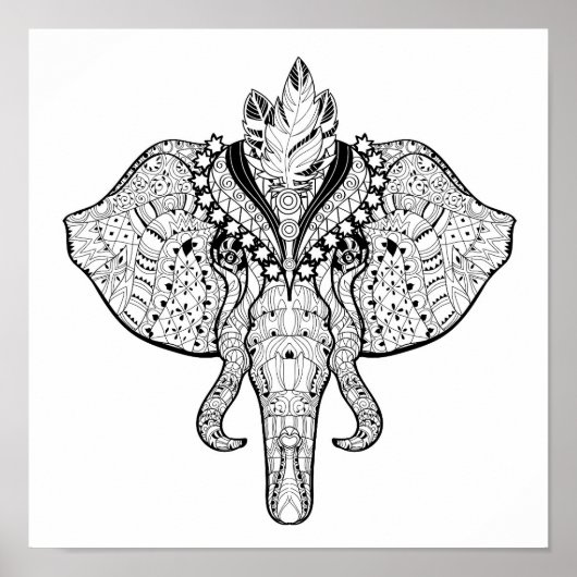 Circus Elephant Doodle 2 Poster (Voorkant)