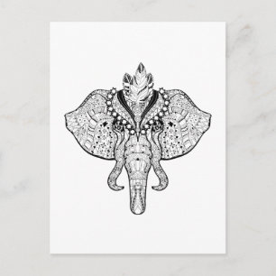 Circus Elephant Doodle Briefkaart