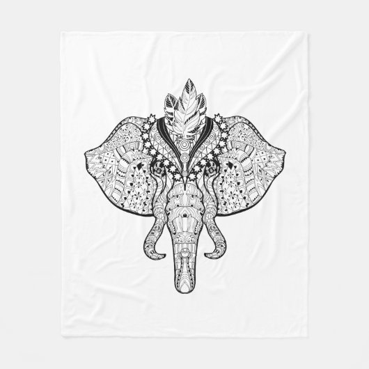 Circus Elephant Doodle Fleece Deken (Voorkant)