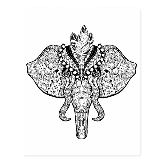 Circus Elephant Doodle Rubberstempel (Afrduk)