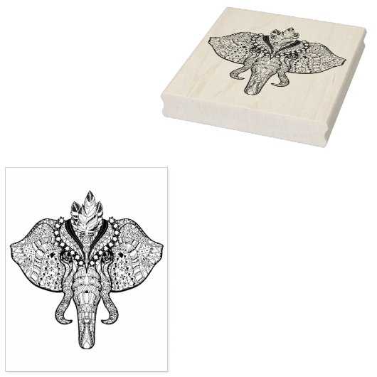 Circus Elephant Doodle Rubberstempel (Gestempeld)