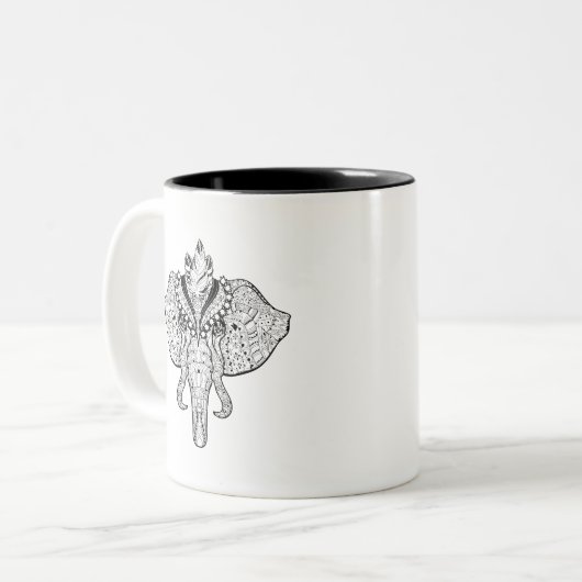 Circus Elephant Doodle Tweekleurige Koffiemok (Voorkant links)