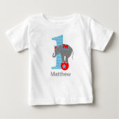 Circus Elephant First Birthday Tshirt gepersonalis (Voorkant)