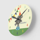 Circus Elephant & Flags Clock (blauw / Oranje) Ronde Klok (Hoek)