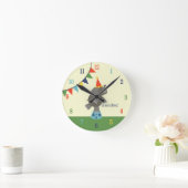 Circus Elephant & Flags Clock (blauw / Oranje) Ronde Klok (Huis)