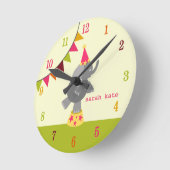 Circus Elephant & Flags Clock Ronde Klok (Hoek)