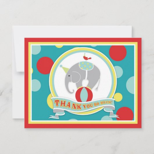 Circus Elephant Hartelijk dank Bedankkaart (Voorkant)