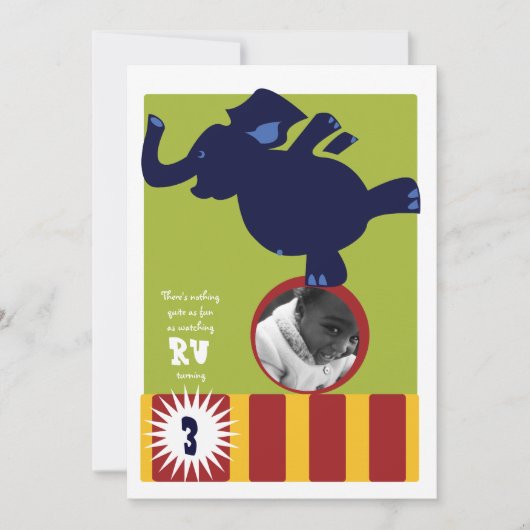 Circus Elephant Invite Kaart (Voorkant)
