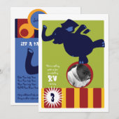 Circus Elephant Invite Kaart (Voorkant / Achterkant)