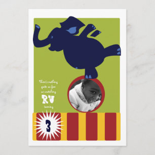 Circus Elephant Invite Kaart