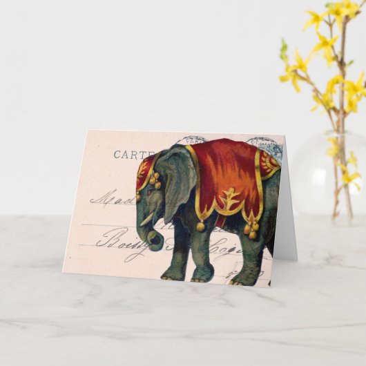  Circus Elephant Kaart (Gele Bloem)