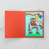 Circus Elephant & Monkey (Verjaardag Kaart) Kaart (Binnen)