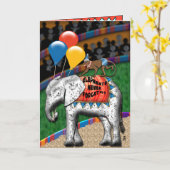 Circus Elephant & Monkey (Verjaardag Kaart) Kaart (Gele Bloem)
