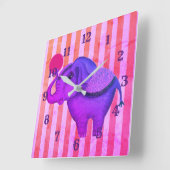 Circus Elephant Vierkante Klok (Hoek)