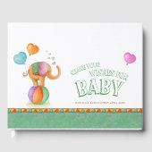 Circus elephant waterverf baby shower groen gastenboek (Voorkant)