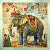 Circus Elephant Window Cling Raamsticker (Vel 3)