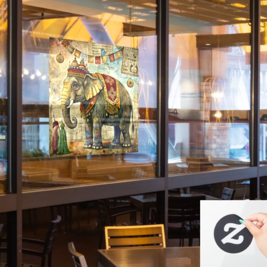 Circus Elephant Window Cling Raamsticker (Restaurant Raam)